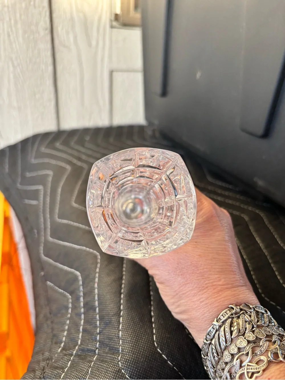 Cristal d’ Arques Crystal Bud Vase 6.25”h Elegant Small Vase Square Geometric